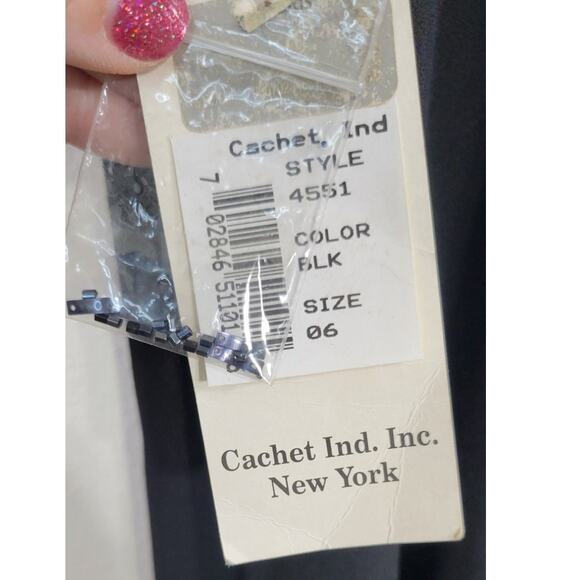 Cachet Dress Womens Size 6 Long Black Silk Sequin Gown Elegant Sexy Timeless NWT - Picture 8 of 8